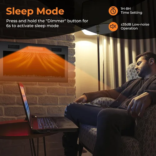 Miniatura 7 de GOFLAME Chimenea eléctrica de 40 pulgadas empotrada y montada en la pared, calentador eléctrico de chimenea de 750 W/1500 W con control remoto