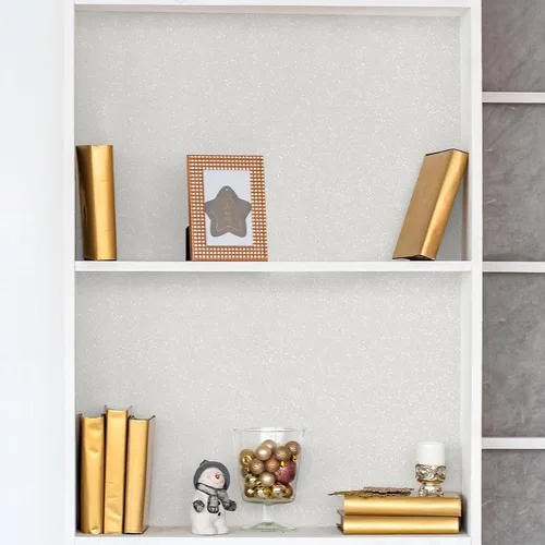 Miniatura 4 de CHIHUT Papel Pintado de Purpurina Blanco Perlas - Papel de Contacto Desmontable y Autoadhesivo de Purpurina para Despegar y Pegar, Rollo Decorativo