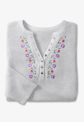 Miniatura 6 de Woman Within Camiseta térmica Henley bordada en tallas grandes para mujer