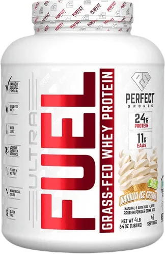 PERFECT SPORTS Ultra Fuel - Proteína Wey 100% alimentada con pasto | Sin colores artificiales, sin gluten, Keto | Bajo en azúcar | 0.39 oz de EAA,