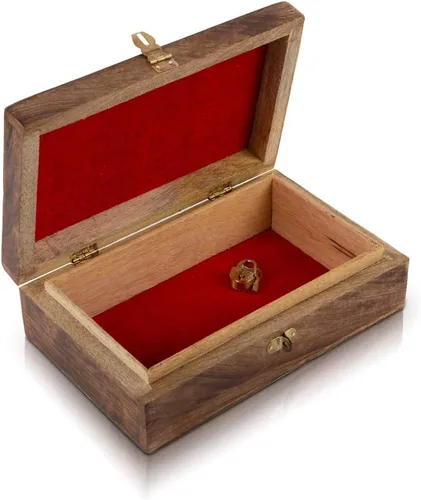 Miniatura 6 de Gran idea de regalo de cumpleaños, caja de joyería decorativa hecha a mano de madera con cerradura y llave, organizador de joyas, caja de recuerdo