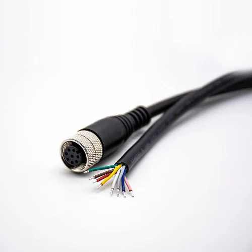 Miniatura 16 de Elecbee Cable M12 A-Code Conector recto de cabeza hembra individual Cable eléctrico de enchufe de aviación (cable de 12 pines 1M/3.3 pies)