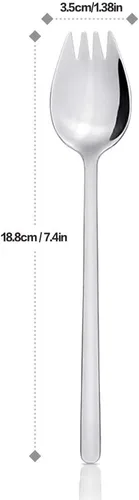 Miniatura 8 de IQCWOOD 4 tenedores de acero inoxidable 18/10, aptos para lavavajillas de 7.4 pulgadas Long Handle Spork, Ultra Lightweight, Metal Salad Forks For