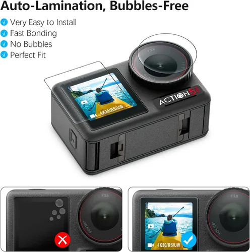 Miniatura 3 de AMAZEAR Action5 Pro - Protector de pantalla de lente para DJI Osmo Action 5 Pro (2 juegos), protector de vidrio templado, pantalla OLED, Ultra HD