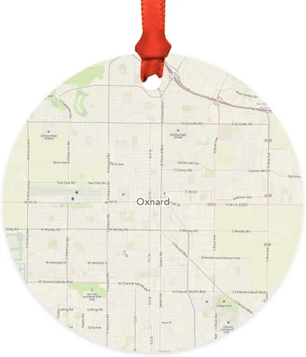 Miniatura 36 de Andaz Press Mapa de la ciudad de Estados Unidos redondo de madera natural MDF ornamento de Navidad, Akron, Ohio Vintage Mapa, 1 paquete, larga