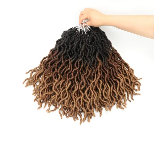 Miniatura 2 de Eliza Locs Gitanos Ondulados de 14 Pulgadas Rojo Degradado Locs Suaves de Ganchillo 6 Paquetes Locs Falsos de Diosa Cabello de Ganchillo Raíces