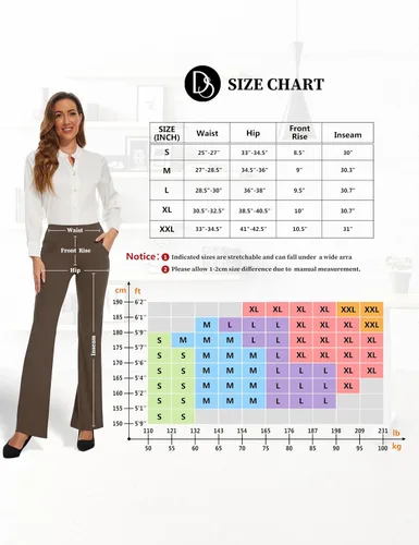 Miniatura 6 de Desol Leggings acampanados, pantalones de yoga de cintura alta con bolsillos, pantalones de control de abdomen, pantalones de trabajo negros