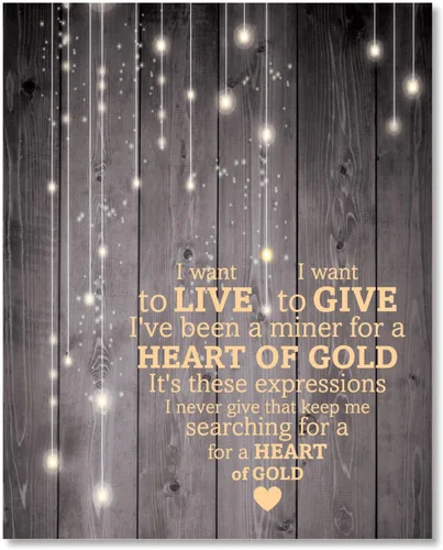 Heart of Gold Song - Lyric Inspired Artwork Print Music Room Wall Decor (10"L x 8"W, Print - Unframed)
