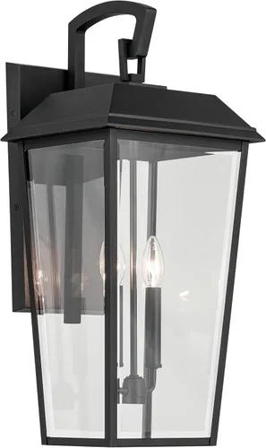 Miniatura 10 de Kichler Mathus 59118BKT - Lámpara de pared tradicional para exteriores, con textura negra, de lujo, con vidrio transparente, para paredes