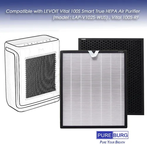 Miniatura 2 de PUREBURG Filtros de repuesto Vital 100S True HEPA compatibles con el purificador de aire LEVOIT Vital 100S Smart True HEPA (modelo: LAP-V102S-WUS)