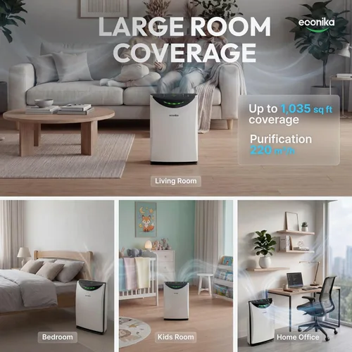 Miniatura 7 de Humidificador 4 en 1 y purificador de aire en una habitación grande, purificador de aire HEPA Combo con luz UV, limpiador de habitación grande