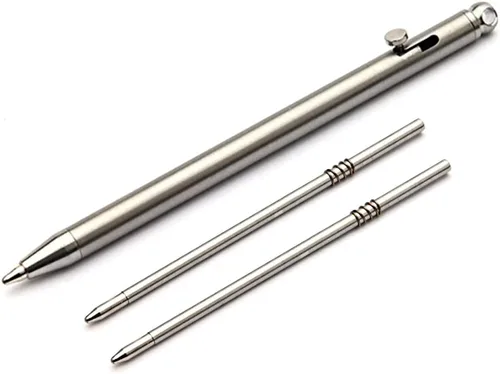 Miniatura 10 de Mini Titanium Creative Signature Pen Bolt Action Pen Cool Llavero Accesorios Gadgets útiles Herramienta al aire libre (gris)