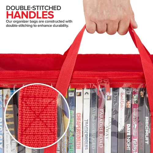 Miniatura 5 de Stock Your Home Bolsas de almacenamiento de DVD (juego de 6) bolsa organizadora de medios para DVD, CD, discos Blu Ray, estuches de películas, caja