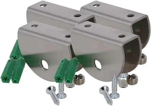Miniatura 6 de Soporte de estante de vidrio ajustable de acero inoxidable, 4 unidades, medio redondo, para puerta pequeña, para gabinete de puerta pequeña, soporte