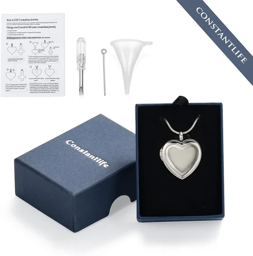Miniatura 86 de constantlife Joyería de cremación para cenizas – Colgante de corazón conmemorativo collar de urna conmemorativa soporte para cenizas de acero