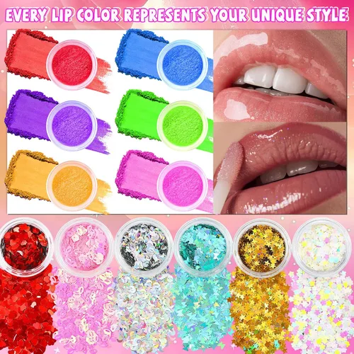 Miniatura 3 de WhizToys Kit de fabricación de brillo de labios de 74 piezas, haz tus propios brillos de labios hidratantes, esmalte hecho a mano con purpurina