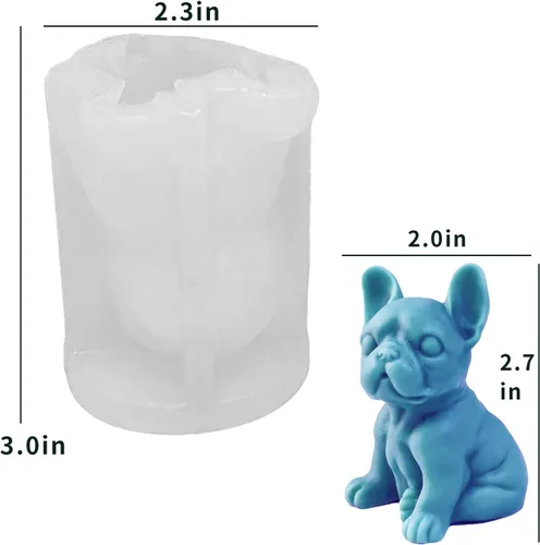 Miniatura 3 de Moldes de vela 3D Bulldog para hacer velas, molde de silicona con forma de perro para decoración de pasteles de chocolate, lindo animal