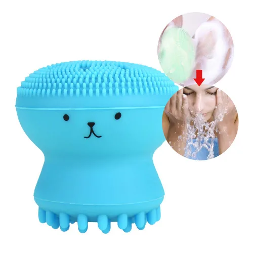 Miniatura 5 de Cepillo de limpieza facial, limpiador facial de mano de silicona, exfoliante, eliminación de grasa, masaje, medusas, pulpo, cepillo de lavado facial