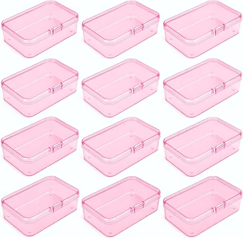 Miniatura 13 de Goodma 4 Piezas Cajas Rectangulares de Plástico Vacías Contenedores Organizadores de Almacenamiento con Tapas con Bisagras para Artículos Pequeños