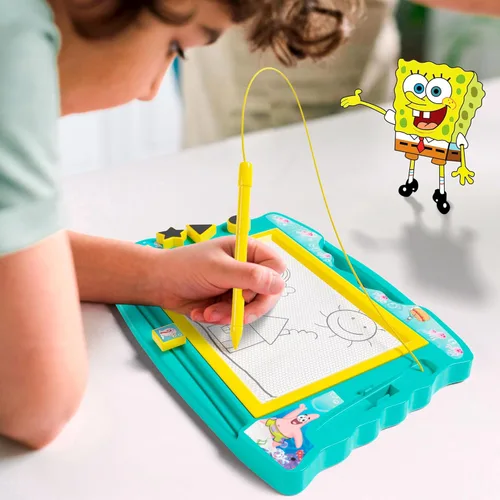 Miniatura 4 de Pizarra magnética de dibujo de Bob Esponja con lápiz óptico y 3 sellos, para niños o niñas