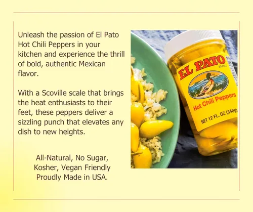Miniatura 5 de El Pato Pimientos de chile picante 12oz chiles amarillos en escabeche 11.99 oz Kosher