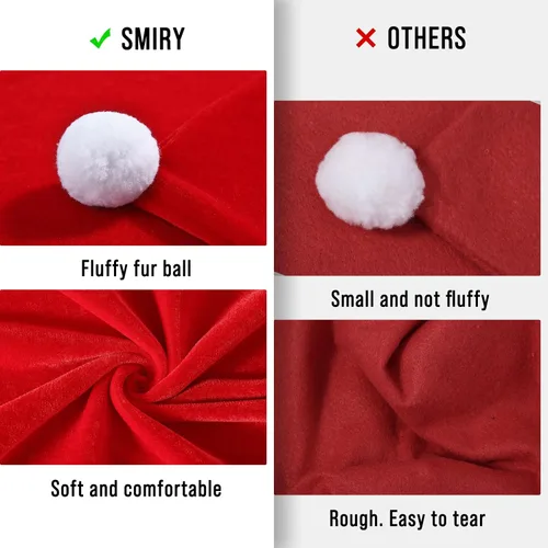 Miniatura 5 de Smiry - Juego de 4 fundas para sillas navideñas, con diseño de gorro rojo de Papá Noel, para el comedor, fundas extraíbles y lavables