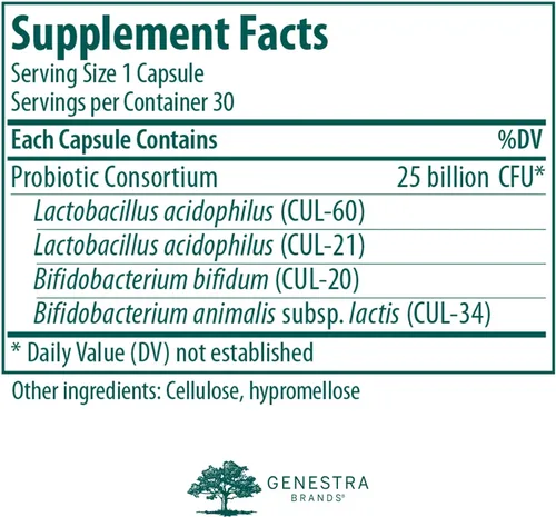 Miniatura 2 de Genestra Brands HMF Intensive Cuatro cepas de probióticos para apoyar la salud intestinal, la comodidad abdominal y la microflora saludable* 30