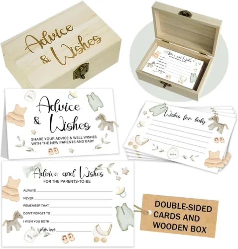 50 tarjetas de consejos para baby shower para juegos de baby shower, caja de consejos de ropa de bebé y tarjetas de deseos para nuevos padres,