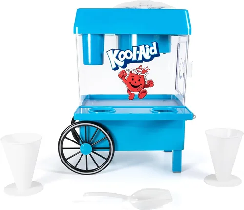 Nostalgia Kool-Aid Máquina de hielo afeitado con cono de nieve, máquina retro para granizado de mesa que hace 20 golosinas heladas, incluye 2 vasos