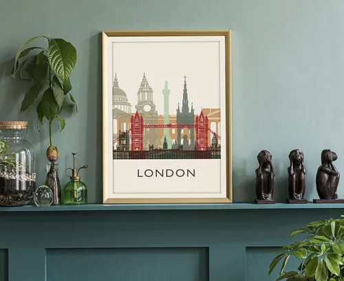 Miniatura 3 de Póster de ilustración de Londres, impresión de paisaje urbano y monumento de Inglaterra, arte de pared para el hogar, decoración de oficina, 16 x 20