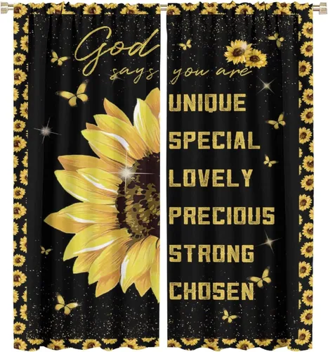 Miniatura 9 de Cortinas opacas con diseño de girasoles para ventana, puesta de sol sobre girasol, para dormitorio, sala de estar, cocina, decoración del hogar, 42
