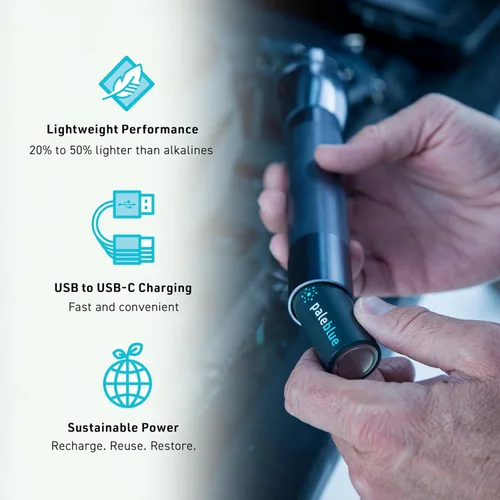 Miniatura 3 de Baterías recargables C con cargador USB de Pale Blue, iones de litio 1.5v 2800 mAh, se cargan en menos de 3.5 horas, más de 1000 ciclos, cable