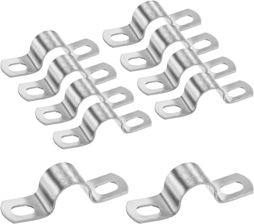 Miniatura 65 de M METERXITY Paquete de 3 abrazaderas de conducto, correa rígida de acero inoxidable 304 de 3-1/2 pulgadas M89 U con 2 agujeros