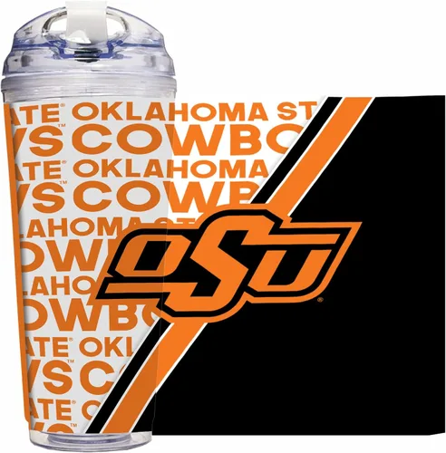 Miniatura 68 de Rico Industries Taza acrílica NCAA estándar de 24 onzas con tapa con bisagra, taza de doble pared oficialmente licenciada con pajita