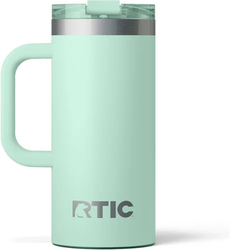 Miniatura 36 de RTIC - Taza de viaje para viajes de 16oz con tapa y asa, forrada en cerámica, aislada, de acero inoxidable, metálica, de doble pared con aislamiento