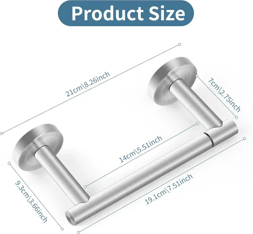 Miniatura 6 de Newfun Soporte de papel higiénico de níquel cepillado, SUS 304 de acero inoxidable ajustable, doble poste pivotante, soporte de pared para baño