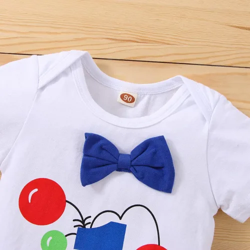 Miniatura 28 de IDOPIP Traje formal para bebé niño para el primer cumpleaños de Cake Smash con corbatín y tirantes y pantalones cortos para sesión de fotos