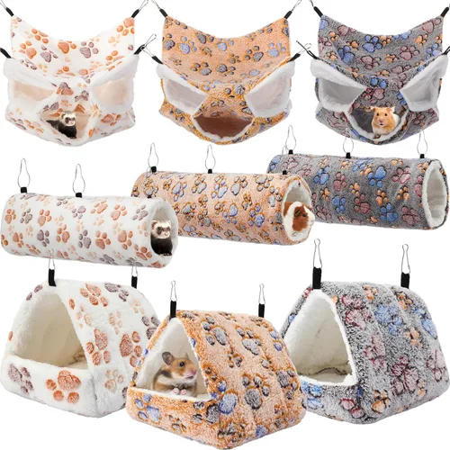 Miniatura 12 de Abbylike Hamaca para Ratas de 9 Piezas de 3 Niveles para Conejillo de Indias y Hurón, Túnel Colgante para Mascotas Pequeñas, Juguete Planeador, Cama