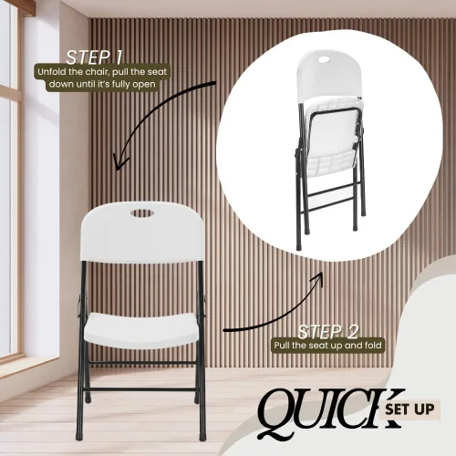 Miniatura 3 de Paquete de 2 sillas plegables de plástico resistente, sillas plegables de capacidad de 450 libras para interiores y exteriores, asientos portátiles