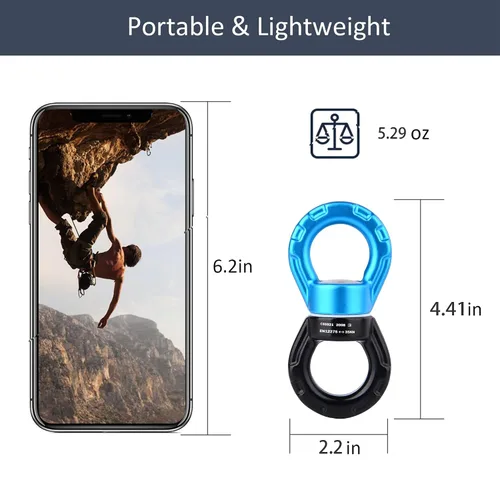 Miniatura 5 de PACEARTH Columpio giratorio 35KN resistencia a la rotura 360° Rotator Dispositivo giratorio de seguridad accesorio colgante para escalada en roca