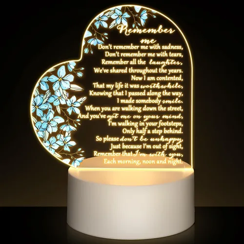 Miniatura 7 de Coume Regalo conmemorativo, luz nocturna, cristal transparente, acrílico, corazón, condolencias, regalo, luz LED, recuerdo de duelo, decoración