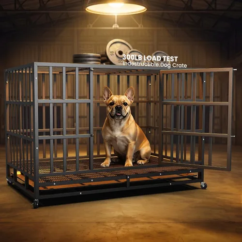 Miniatura 4 de Hiwokk Jaula para perros de 38 pulgadas, perrera indestructible a prueba de escapes para perros grandes de alta ansiedad, jaula de metal fuerte