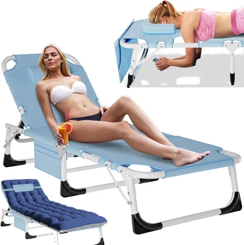 Slsy Sillas plegables para exteriores, silla ajustable para dormir, cama plegable portátil, tumbona para exteriores, playa, césped, camping,