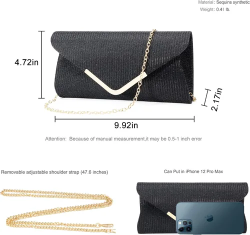 Miniatura 4 de Bolsos de mano brillantes para mujer bolso de noche para mujer bolso de mano para mujer bolso de mano para fiesta graduación boda