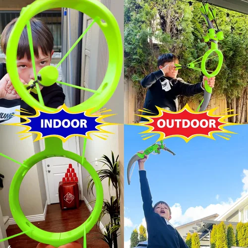Miniatura 4 de Funwares Arco y flecha patentado para lanzar flechas de más de 200 pies, incluye 4 flechas con punta de espuma silbante, carcaj incluido, increíble