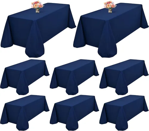 Miniatura 59 de Showgeous Paquete de 4 manteles rectangulares de poliéster de 60 x 102 pulgadas, resistentes a las arrugas, lavables, para bodas, mesas de comedor