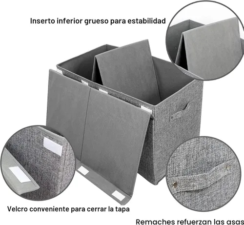 Miniatura 3 de popoly Cofre grande de juguetes con tapa, organizador plegable de almacenamiento de juguetes con divisor extraíble, 25 x 13 x 16 pulgadas (gris lino)