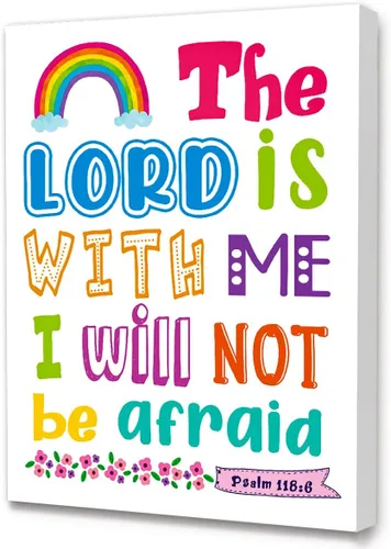 LISTNGBO Lienzo decorativo de pared con versículo bíblico para niños, decoración de pared religiosa cristiana, 12 x 15 pulgadas El Señor está conmigo