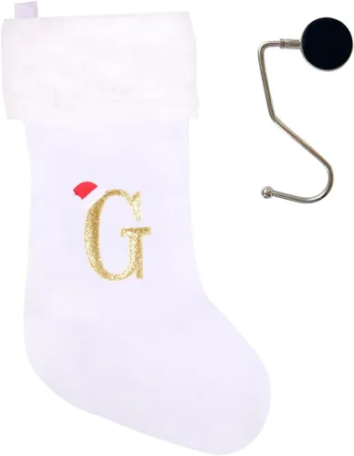 Miniatura 64 de Medias de Navidad de 20 pulgadas con monograma, letras, medias súper suaves grandes de Navidad, medias de monograma rojo para Navidad, regalo