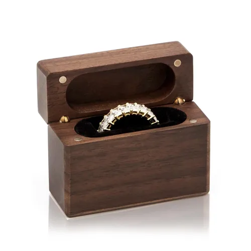 Miniatura 8 de MUUJEE You Are My Universe Engraved Wooden Ring Box, Slim Engagement Proposal Ring Holder, Wedding Ceremony Ring Bearer Box, Fiance Gift Ideas